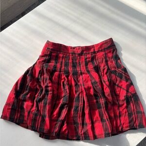 Free People Red and Black Plaid Skater Skirt